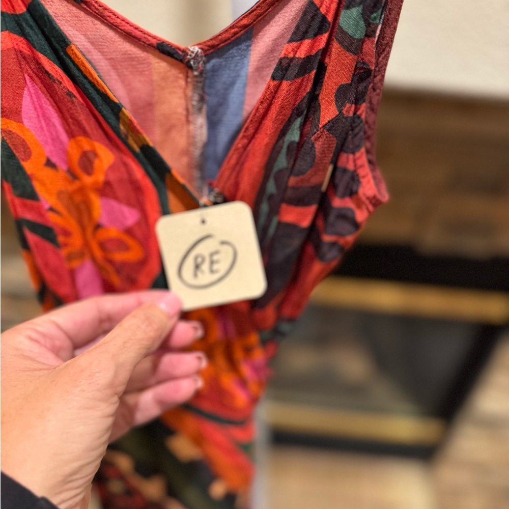 Farm Rio Anthropologie Asymmetrical Dress in Red and Black Medium - Picture 7 of 8